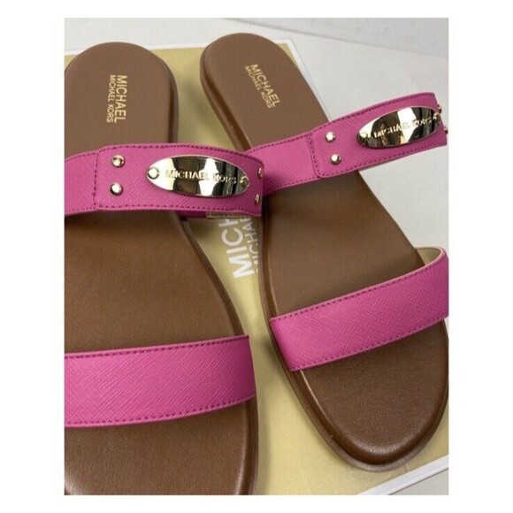 MICHAEL Michael Kors MK Plate Pink Slide Sandals Size: 8.5M - Picture 7 of 8